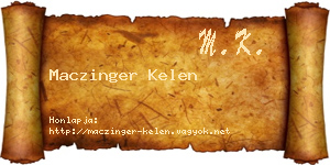 Maczinger Kelen névjegykártya